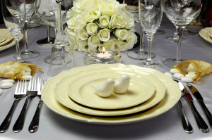 Close Up Of Detail On Wedding Breakfast Dining Table Setting Wit