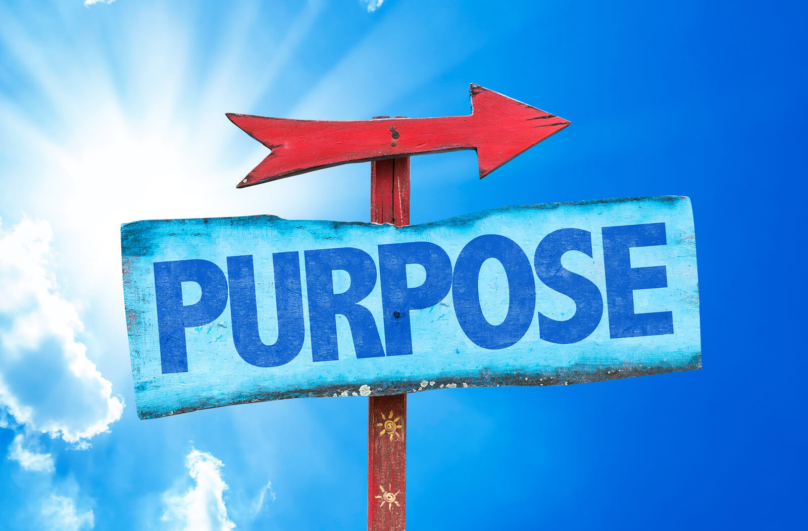 Purpose sign with sky background